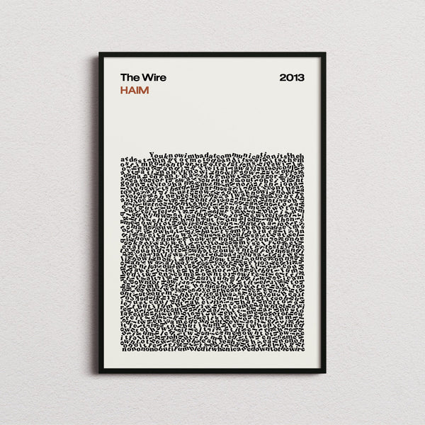 Haim The Wire Lyric Print in the cream colourway, framed