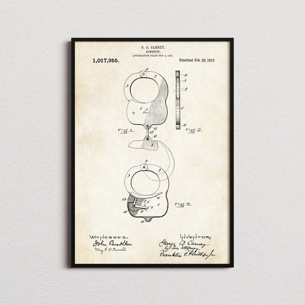 Handcuffs Patent Print
