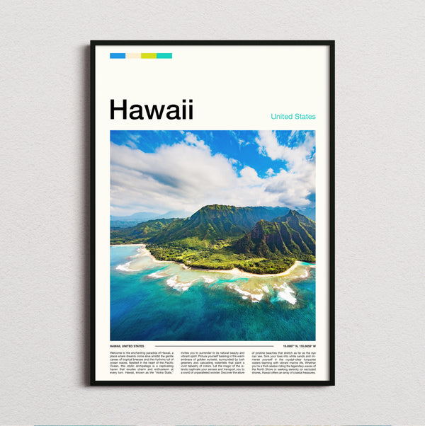 Hawaii - Aerial View Of The Coastline - Travel Print