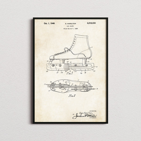 Ice Skate Patent Print