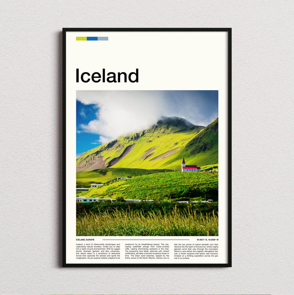 Iceland - Church On Green Hillside - Travel Print