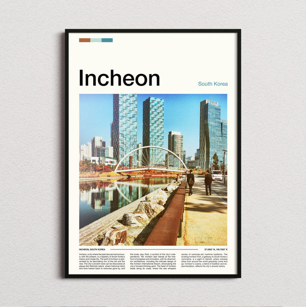 Incheon - Arched Footbridge And Towers - Travel Print