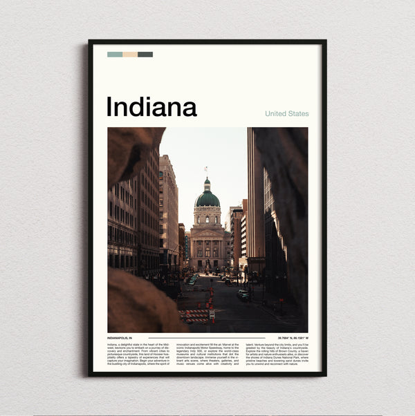 Indiana - State Capitol Building - Travel Print
