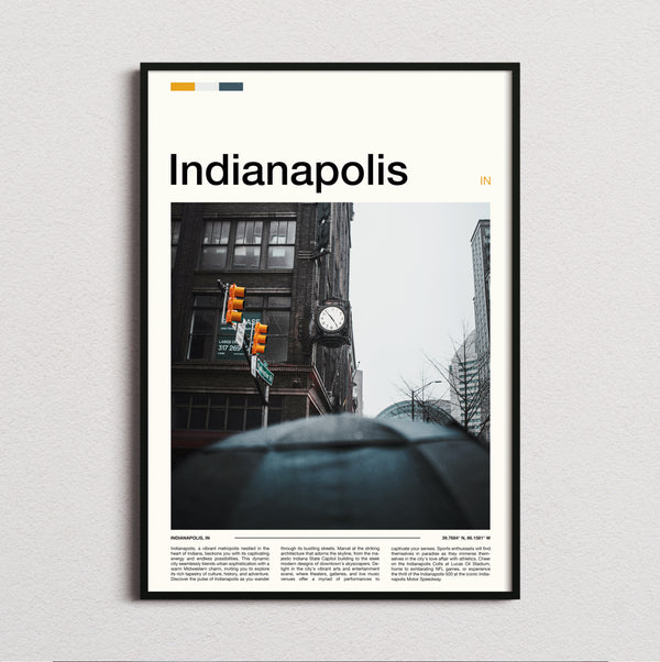 Indianapolis - Street Corner Clock - Travel Print