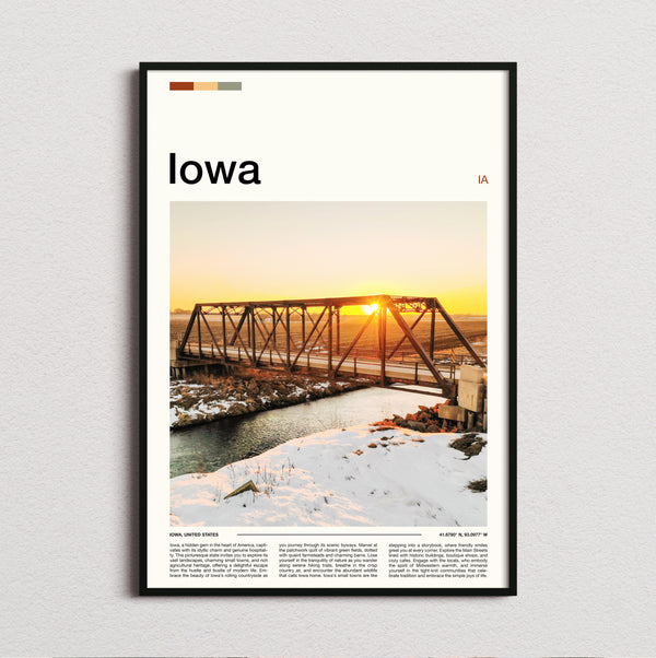 Iowa - Steel Truss Bridge - Travel Print