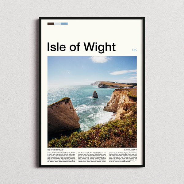 Isle of Wight Chalk Cliffs And Stack Travel Print framed and photographed straight on