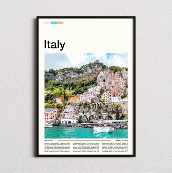 Italy - Cliffside Village And Boats - Travel Print