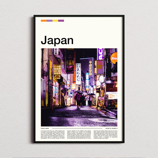 Japan - Neon Street At Night - Travel Print