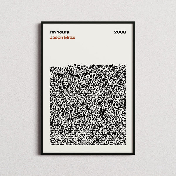 Jason Mraz I'm Yours Lyric Print in the cream colourway, framed