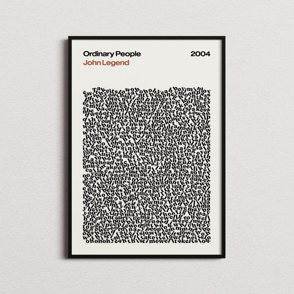 John Legend Ordinary People Lyric Print in the cream colourway, framed