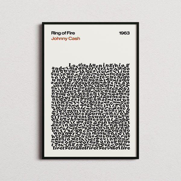 Johnny Cash Ring of Fire Lyric Print