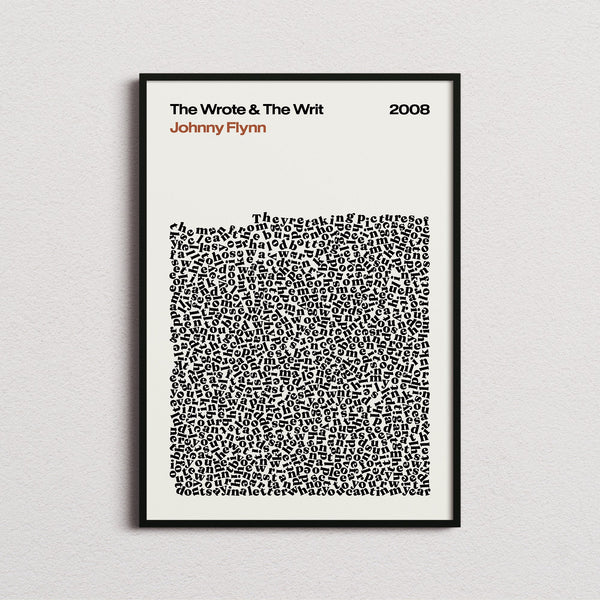 Johnny Flynn The Wrote & The Writ Lyric Print in the cream colourway, framed