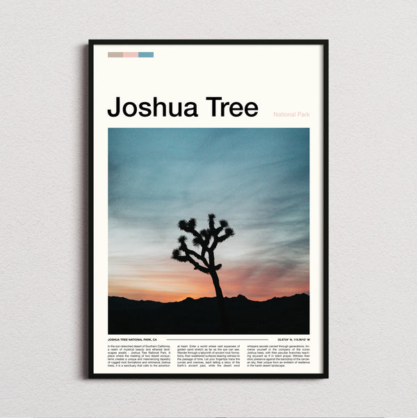 Joshua Tree - Silhouetted Tree At Sunset - Travel Print
