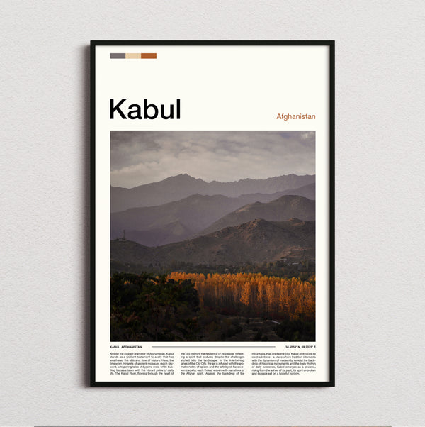 Kabul - Autumn Trees Below Mountains - Travel Print
