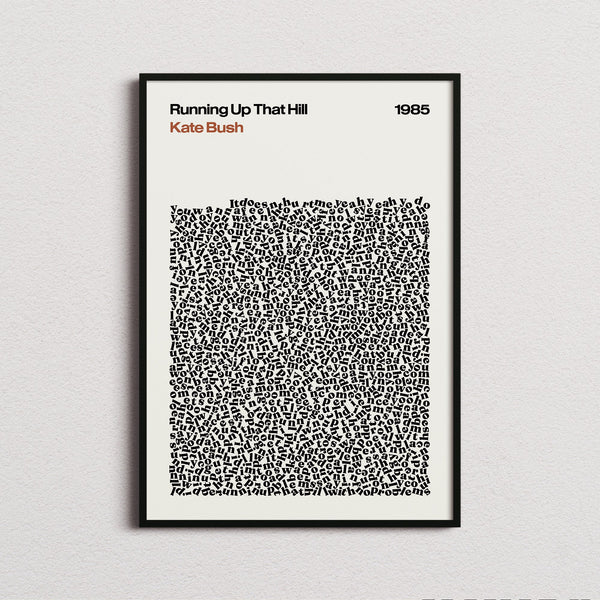 Kate Bush Running Up That Hill Lyric Print in the cream colourway, framed