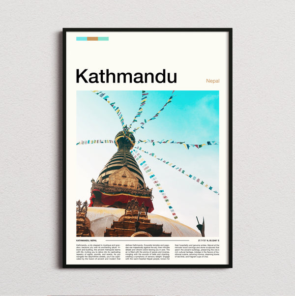 Kathmandu - Stupa And Prayer Flags - Travel Print