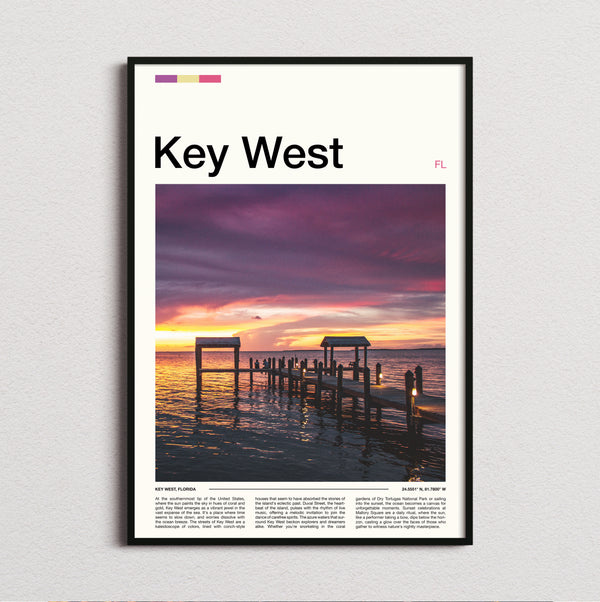 Key West - Wooden Pier At Sunset - Travel Print
