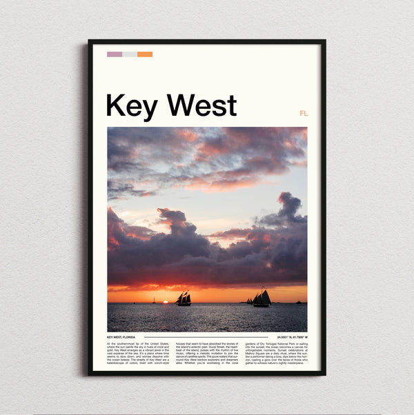 Key West - Sailing Boats At Sunset - Travel Print
