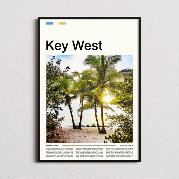 Key West - Palm Trees On The Beach - Travel Print