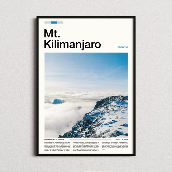Kilimanjaro - Snowy Peak Above Clouds - Travel Print