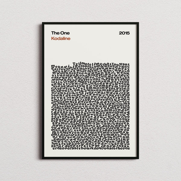Kodaline The One Lyric Print in the cream colourway, framed