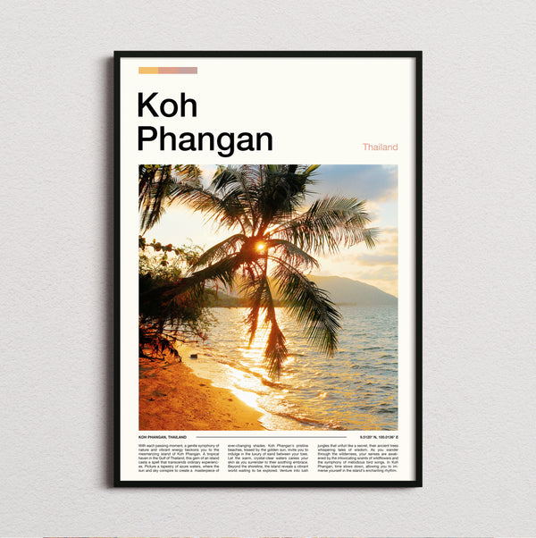 Koh Phangan - Palm Trees At Sunset - Travel Print
