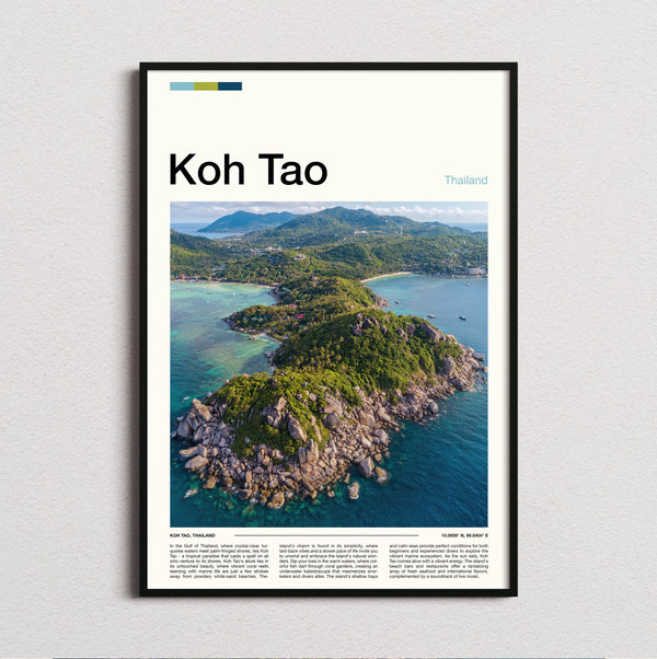 Koh Tao - Aerial View Of Coastline - Travel Print