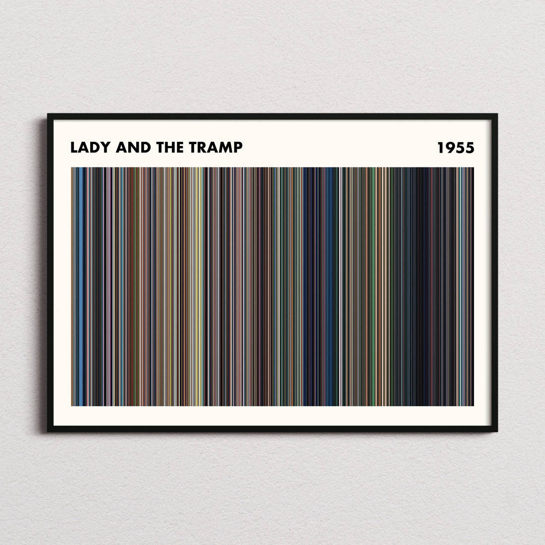 Lady and the Tramp Movie Barcode Poster - Simplified