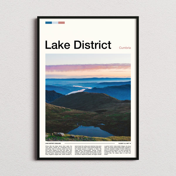 Lake District Misty Valley Panorama Travel Print framed and photographed straight on