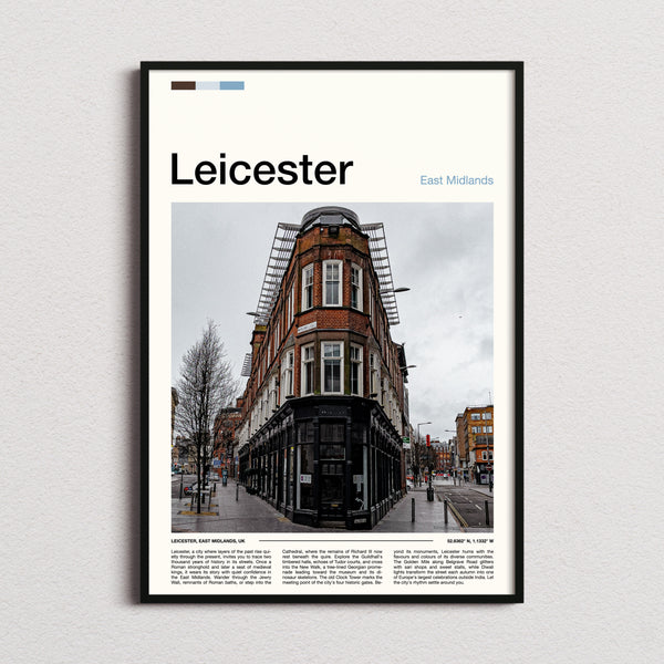 Leicester Corner Building Junction Travel Print framed and photographed straight on