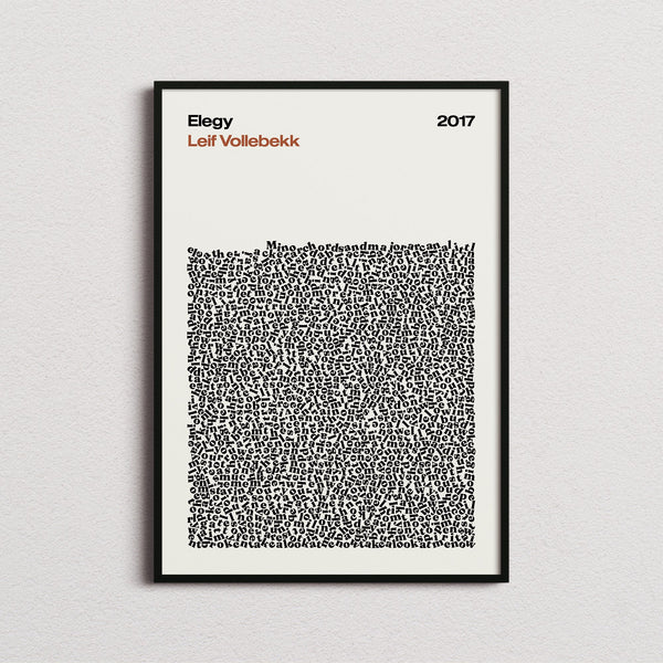 Leif Vollebekk Elegy Lyric Print in the cream colourway, framed
