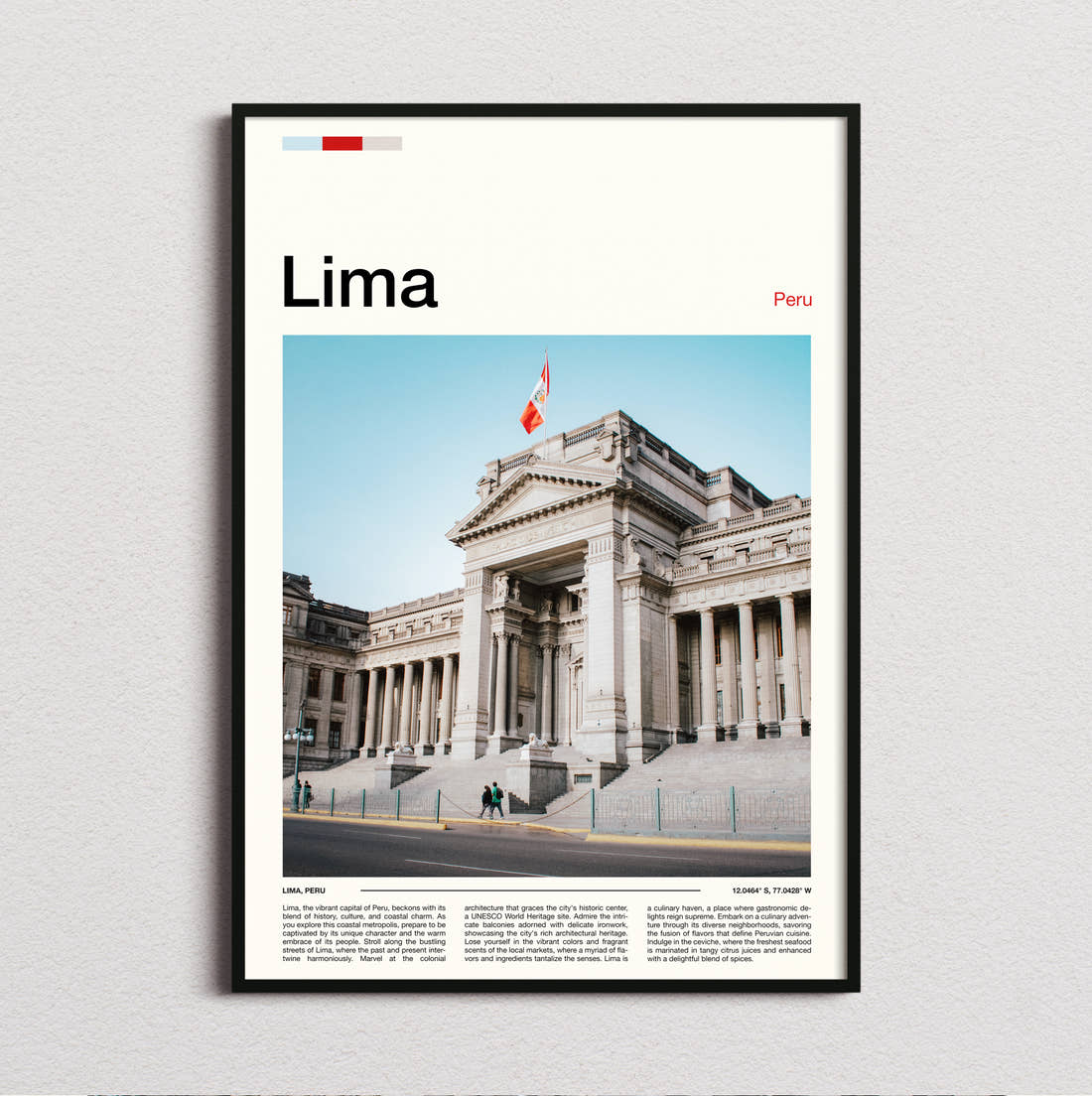 Lima Palace Of Justice Travel Print framed and photographed straight on