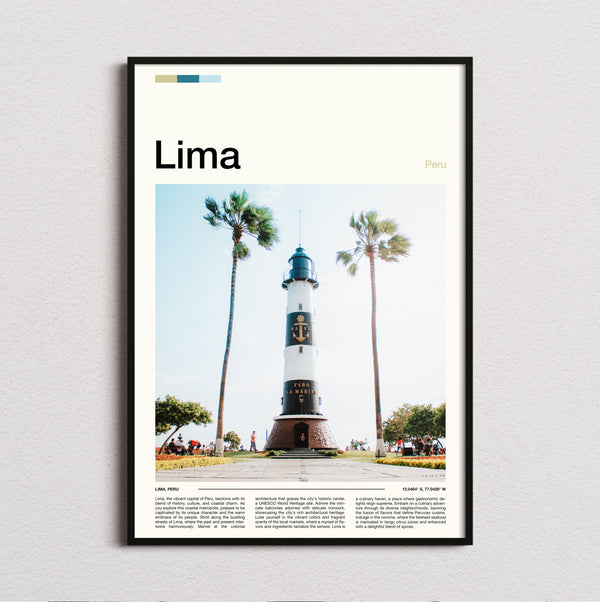 Lima - Lighthouse And Palm Trees - Travel Print