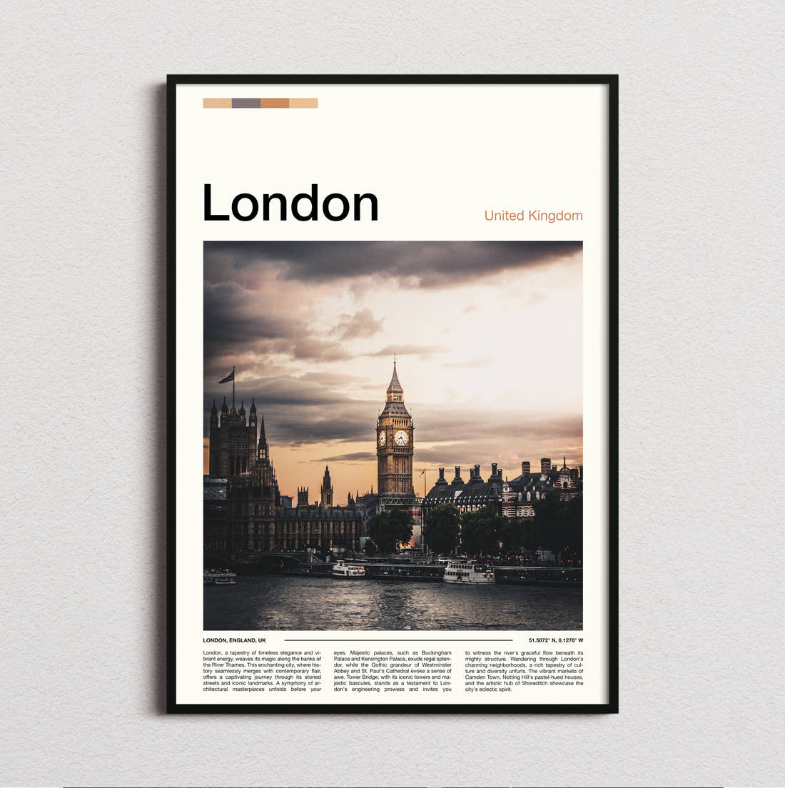 London Big Ben Travel Print framed and photographed straight on
