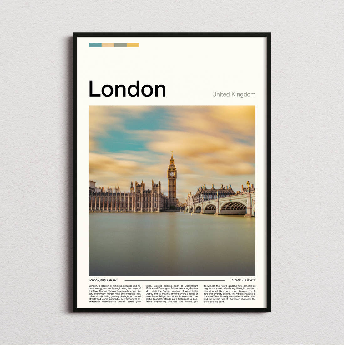 London Houses Of Parliament Travel Print framed and photographed straight on