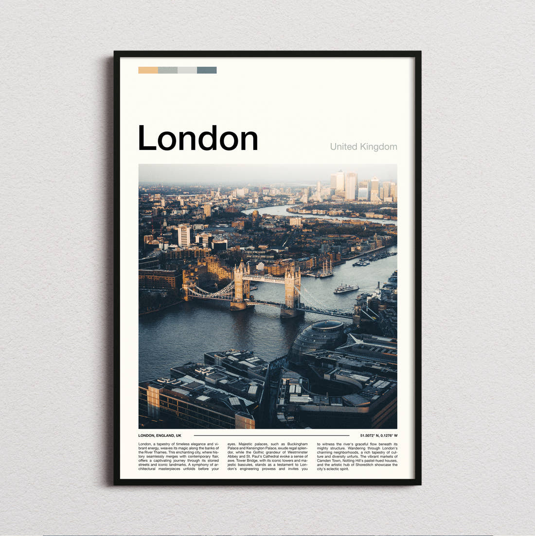 London Tower Bridge Travel Print framed and photographed straight on