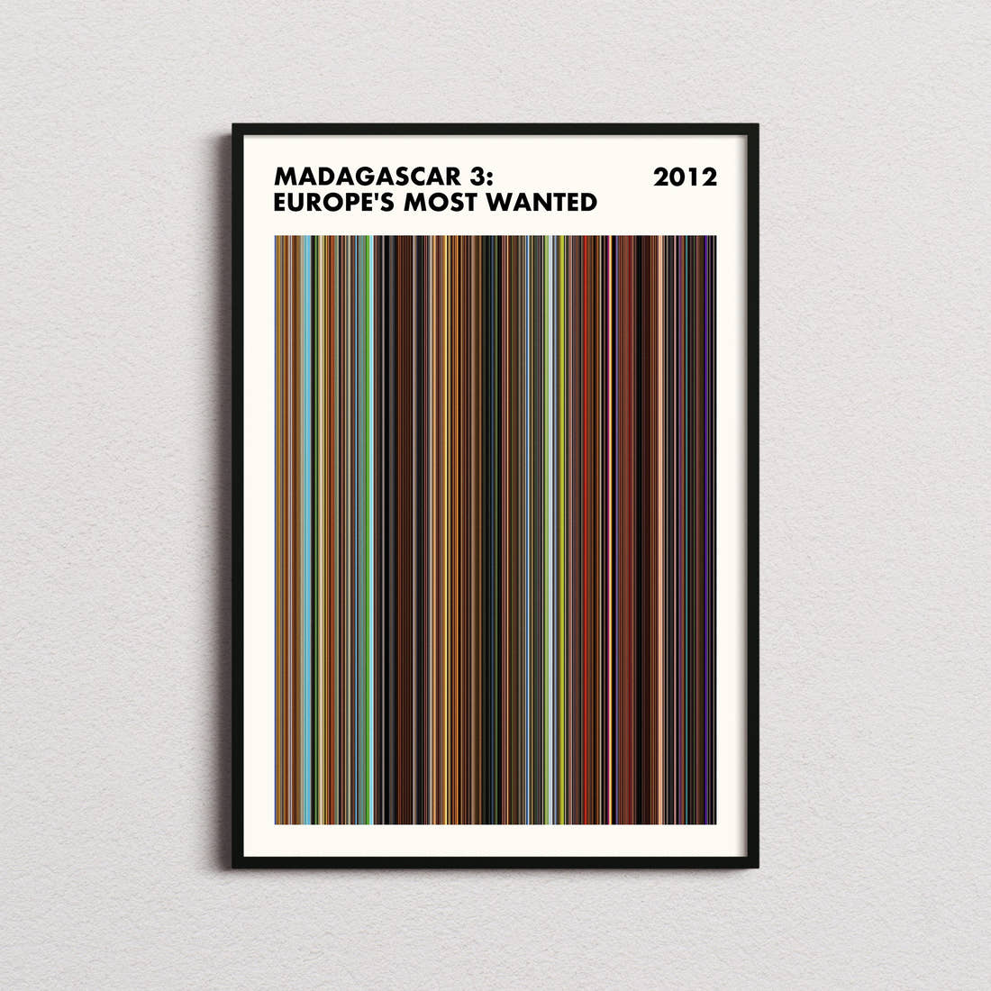 Madagascar 3: Europe's Most Wanted Movie Barcode Poster - Simplified