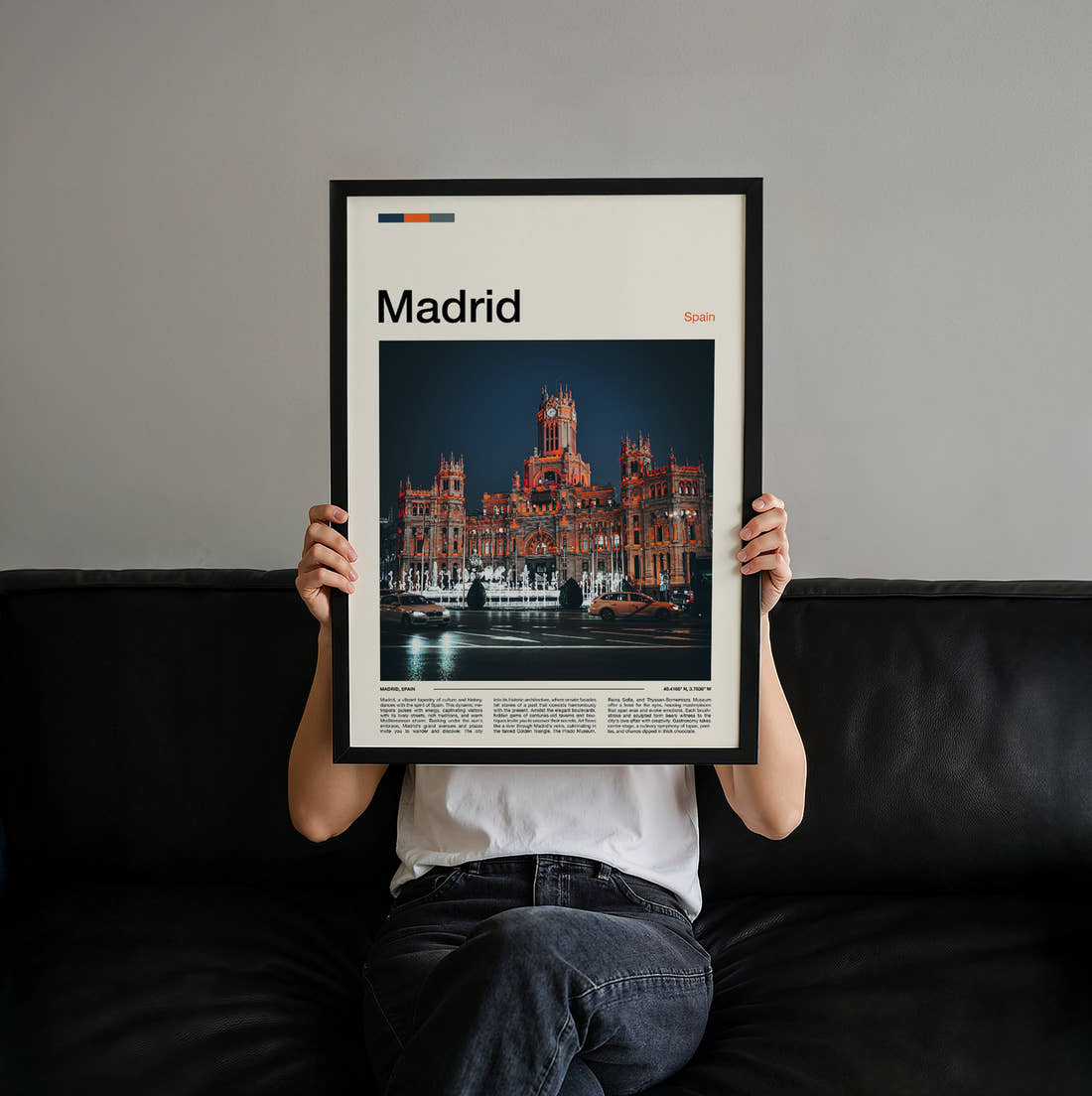 Madrid Cybele Palace Travel Print held up by hand to show the size of the print