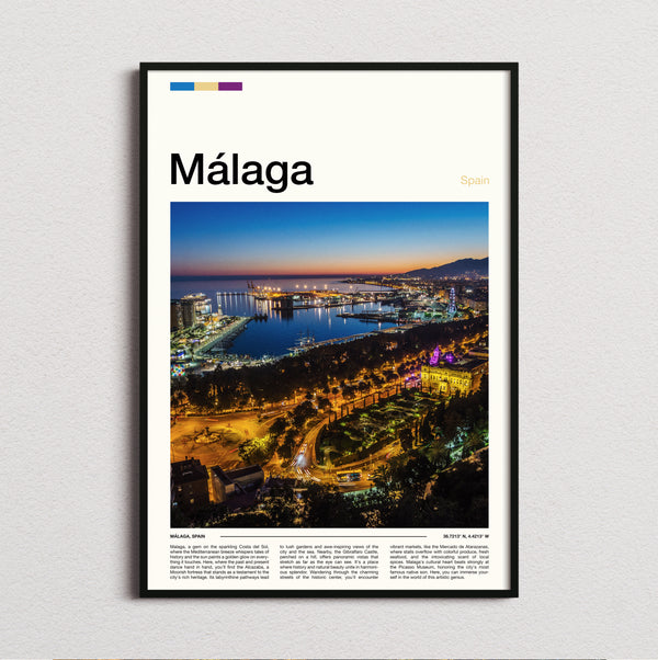 Malaga - Port Lights At Night - Travel Print