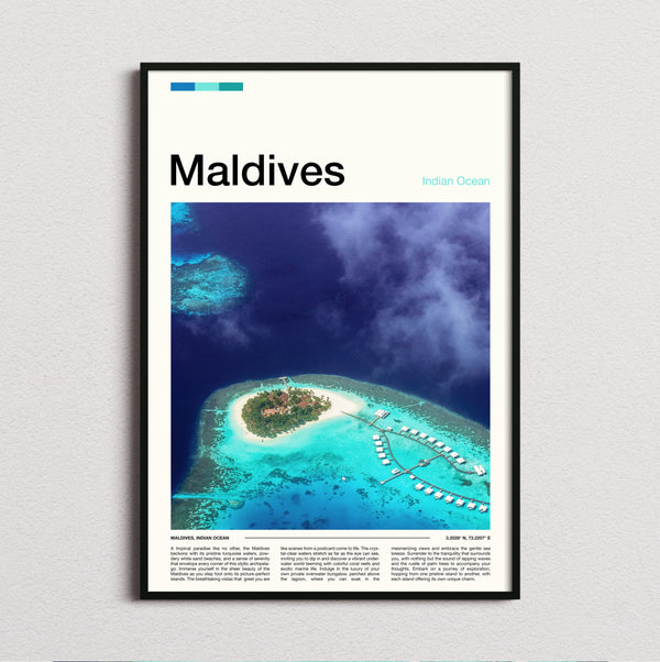 Maldives - Island With Overwater Villas - Travel Print