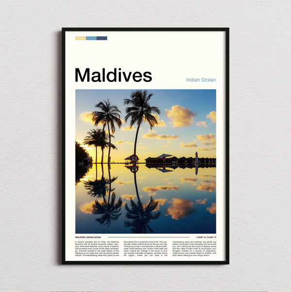 Maldives - Palms Reflected In Water - Travel Print
