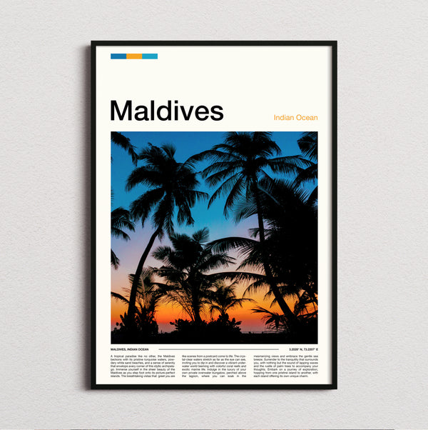 Maldives - Palm Trees At Sunset - Travel Print