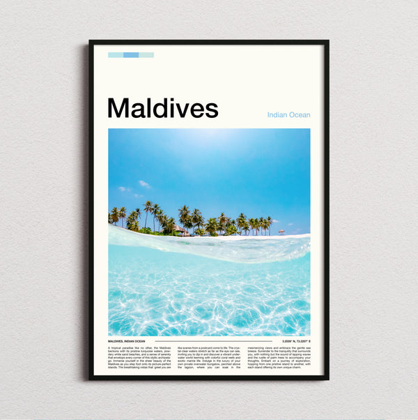 Maldives - Half Underwater View - Travel Print