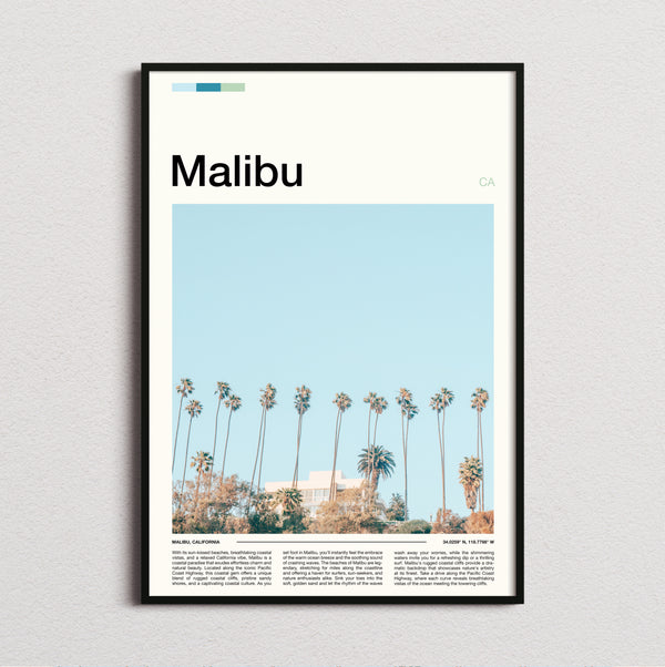 Malibu - Row Of Palm Trees - Travel Print