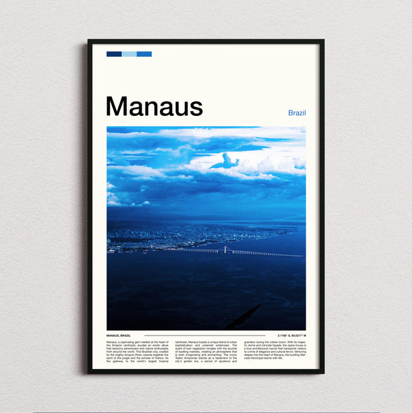 Manaus - Long Bridge Over River - Travel Print