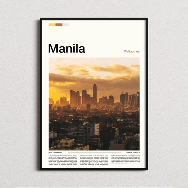 Manila - Skyline At Sunset - Travel Print