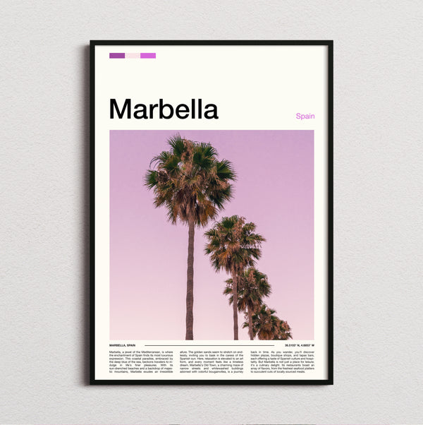 Marbella - Palms Against Pink Sky - Travel Print
