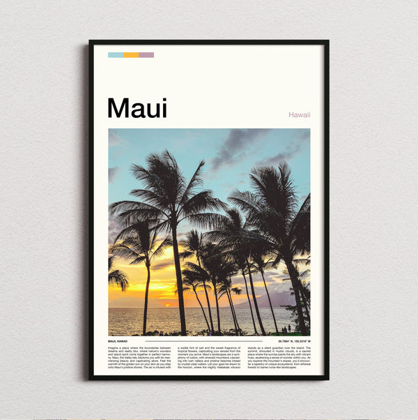 Maui - Palm Trees At Sunset - Travel Print