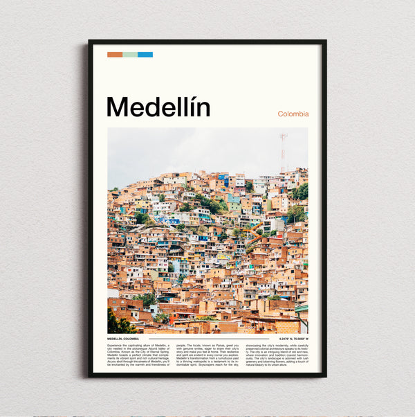 Medellín - Colourful Hillside Houses - Travel Print