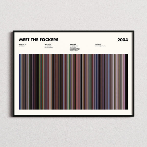 Meet The Fockers Movie Barcode Poster framed and photographed straight on